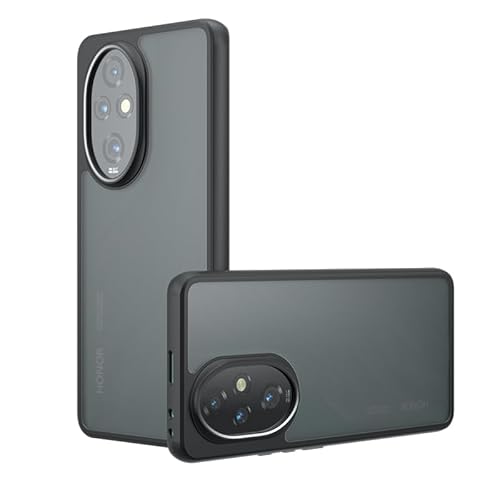 TQLGY Matte Hülle für Honor 200 Pro 17,5 cm (6,78 Zoll), stoßfest, militärischer Fallschutz, mattiert, durchscheinend, Skin-Touch, harte Rückseite, schlanke Handyhülle, Schwarz von TQLGY