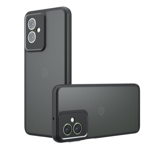 TQLGY Matte Hülle für Motorola Moto G55 16.5 cm (6,49 Zoll), stoßfest, militärischer Fallschutz, mattiert, durchscheinend, Skin-Touch, harte Rückseite, schlanke Handyhülle, Schwarz von TQLGY