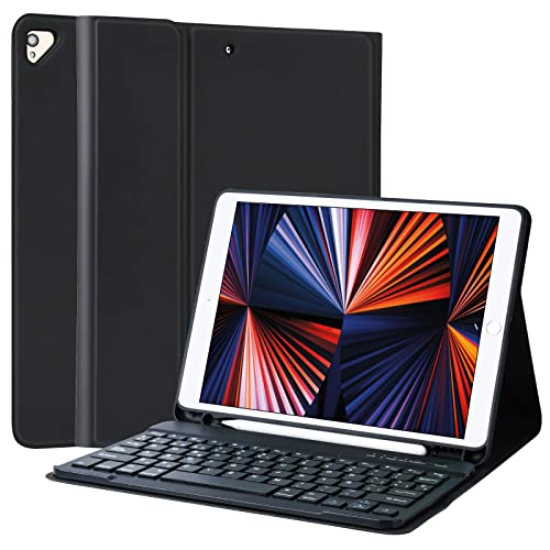 TQQ Schutzhülle für iPad 9 Generation mit integriertem Stifthalter, abnehmbar, spanische Tastatur für iPad 10,2 Zoll (25,6 cm), 9. / 8. / 7. Generation, iPad Pro 10,5 Zoll 2017, iPad Air 3 2019 von TQQ