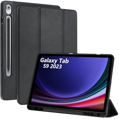 TQQ Hülle für Samsung Galaxy Tab S9 FE 10.9 Zoll/ S9 11 Zoll 2023 Release mit S Pen Halter - Ultra Dünn PU Leder Schutzhülle, Multi-Winkel Ansehen und Auto Schlaf/Wach Funktion von TQQ