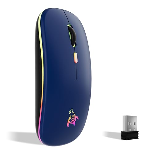 TQQ Maus Kabellos, 2,4 GHz-USB funkmaus, Bluetooth Maus, 1600 DPI Optical Tracking, Wiederaufladbare LED-Dual-Modus Mouse für Laptop, PC, iOS, Android, iPad, Windows von TQQ