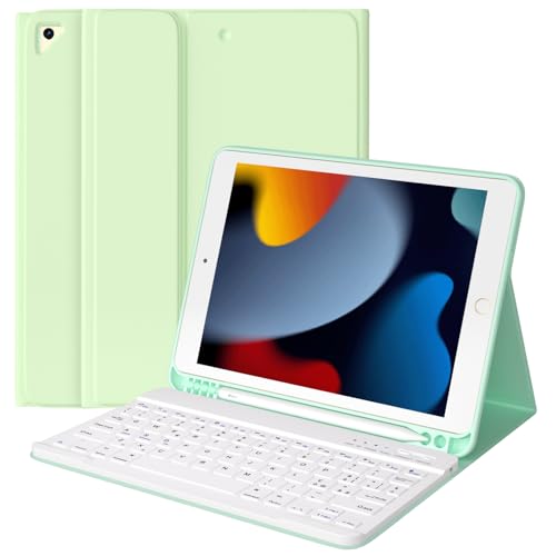 TQQ Schutzhülle mit Tastatur für iPad 25,6 cm (10,2 Zoll) 2021/2020/2019 (7a/8a/9. Generation), iPad Pro 10,5/iPad Air 3, italienische QWERTY-Tastatur, mit Hintergrundbeleuchtung in 7 Farben, von TQQ