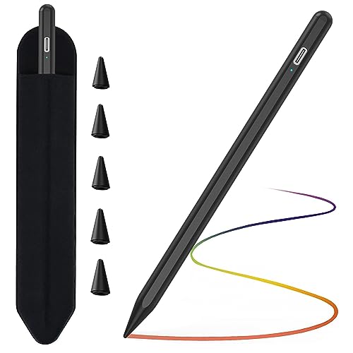 TQQ Stylus Pen für Apple iPad (2018–2023), 2. Generation iPad Pencil mit Kipperkennung und hoher Präzision, kompatibel mit iPad 6~10 Generation iPad Pro 11/12,9 Zoll iPad Air 3/4/5 Mini 5/6 Black von TQQ