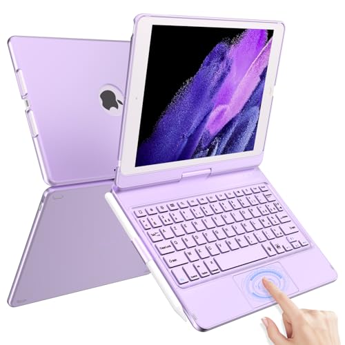 TQQ Tastatur (7., 8. und 9. Generation) mit Präzisions-Touchpad, Hintergrundbeleuchtung in 10 Farben, 360° drehbar, französische AZERTY-Tastatur von TQQ