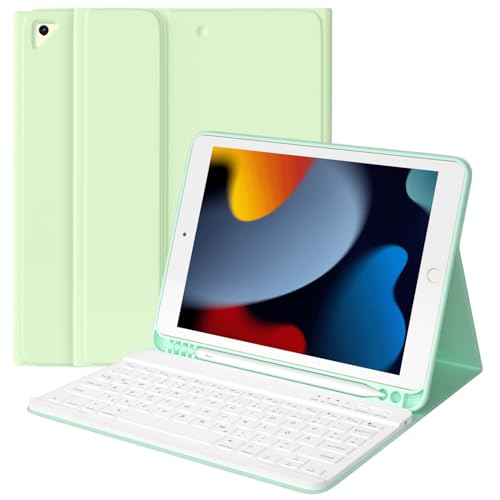 TQQ Tastatur Hülle für iPad 10.2 Zoll (9/8/7 Generation), für iPad Air 3rd und iPad Pro 10.5, Wiederaufladbar Abnehmbar BT-Tastatur, Deutsches QWERTZ-Layout von TQQ