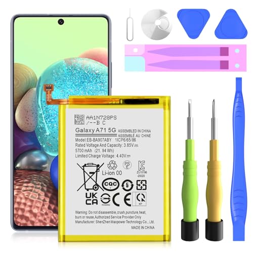 Galaxy A71 5G Akku,[5700mAh] (𝟮𝟬𝟮5 𝗡𝗲𝘄 𝗨𝗽𝗴𝗿𝗮𝗱𝗲𝗱) Für Samsung Galaxy A71 DuoS SM-A715F/DS | A71 5G SM-A716U Ersatzakku von TQTHL