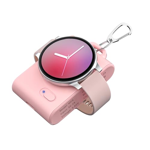 Portable Galaxy Watch ladestation,2000mAh 2-in-1 Magnetic Wireless Charger Samsung Watch,Keychain Galaxy Watch Charger for Samsung Galaxy Watch 6/6 Classic/5/5Pro/5 LE/4/4 Classic/3/3Classic (rosa) von TQTHL