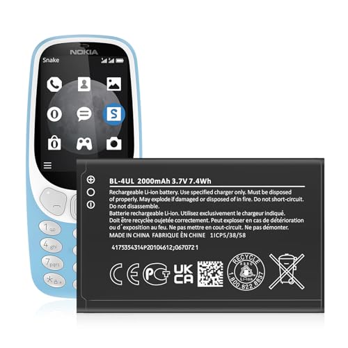 TQTHL 3.7V Li-Ion 2000mAh BL-4UL Akku kompatibel mit Handy Smartphone Telefon Ersatz für Nokia BL-4UL von TQTHL