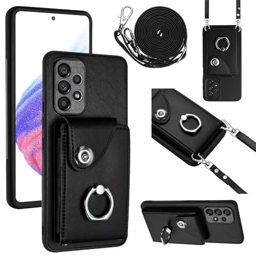 TQmchun Brieftasche Schutzhülle für Samsung Galaxy A52 Hülle,mit Verstellbarem Abnehmbarem 360 Ring-Ständer Stand Kartenfach Handyhülle Klapphülle Flip Wallet Case Lederhülle-Schwarz TQmchun Brieftasche Schutzhülle für Samsung Galaxy A52 Hülle,mit Verstellbarem Abnehmbarem 360 Ring-Ständer Stand Kartenfach Handyhülle Klapphülle Flip Wallet Case Lederhülle-Schwarz von TQmchun