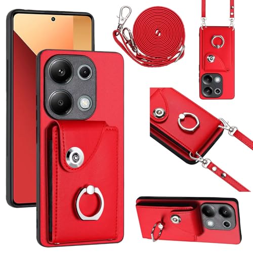 TQmchun Brieftasche Schutzhülle für Xiaomi Redmi Note 13 Pro 4G Hülle,mit Verstellbarem Abnehmbarem 360 Ring-Ständer Stand Kartenfach Handyhülle Klapphülle Flip Wallet Case Lederhülle-Rot TQmchun Brieftasche Schutzhülle für Xiaomi Redmi Note 13 Pro 4G Hülle,mit Verstellbarem Abnehmbarem 360 Ring-Ständer Stand Kartenfach Handyhülle Klapphülle Flip Wallet Case Lederhülle-Rot von TQmchun