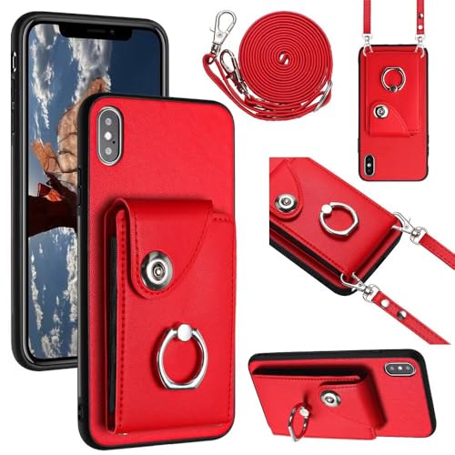 TQmchun Brieftasche Schutzhülle für iPhone XS Max Hülle,mit Verstellbarem Abnehmbarem 360 Ring-Ständer Stand Kartenfach Handyhülle Klapphülle Flip Wallet Case Lederhülle-Rot TQmchun Brieftasche Schutzhülle für iPhone XS Max Hülle,mit Verstellbarem Abnehmbarem 360 Ring-Ständer Stand Kartenfach Handyhülle Klapphülle Flip Wallet Case Lederhülle-Rot von TQmchun