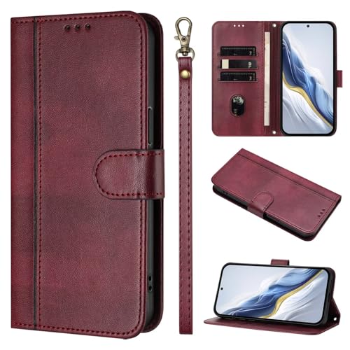 TQmchun Handyhülle für iPhone 12 Pro klapphülle,Vintage Magnetisch Flip Case -with [Kartenfach] [Ständer] Schutzhülle Lederhülle - Tiefrot von TQmchun