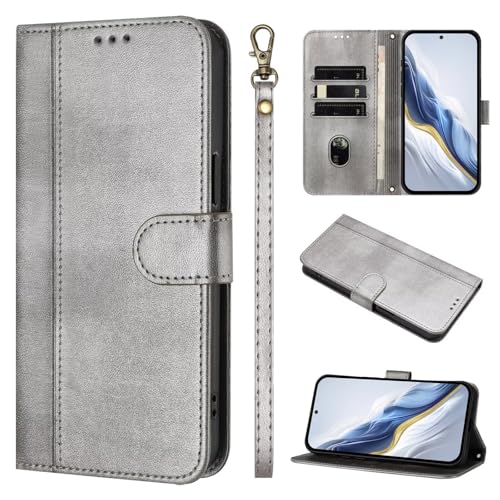 TQmchun Handyhülle für iPhone 14 Pro Max klapphülle,Vintage Magnetisch Flip Case -with [Kartenfach] [Ständer] Schutzhülle Lederhülle - Grau von TQmchun