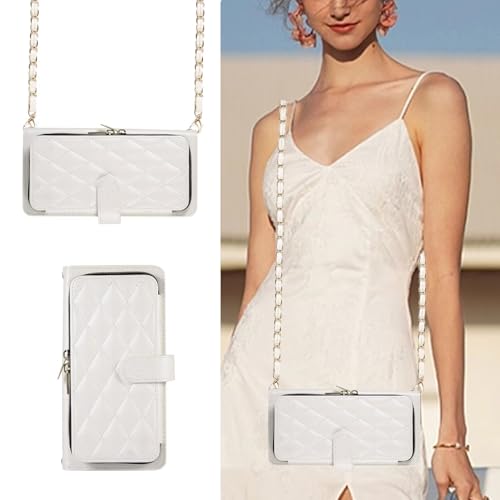 TQmchun Handyhülle mit Kette für Samsung Galaxy S22 Plus,Handy-Schnur zum Retro Reißverschluss Hülle Flip Schutzhülle,mit Geldbörse und Kartenfächern Stoßfeste Ledertasche-Weiß TQmchun Handyhülle mit Kette für Samsung Galaxy S22 Plus,Handy-Schnur zum Retro Reißverschluss Hülle Flip Schutzhülle,mit Geldbörse und Kartenfächern Stoßfeste Ledertasche-Weiß von TQmchun