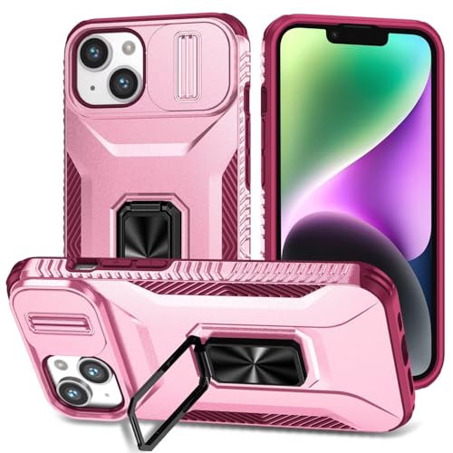 TQmchun Hülle für Google Pixel 7,Case mit Handyhalterung Auto Magnet,360 Grad Drehbar Ringständer Kameraschutz Militärische Stoßfeste Schutzhülle, Pink von TQmchun