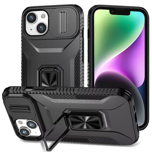 TQmchun Hülle für Google Pixel 7,Case mit Handyhalterung Auto Magnet,360 Grad Drehbar Ringständer Kameraschutz Militärische Stoßfeste Schutzhülle, Schwarz von TQmchun