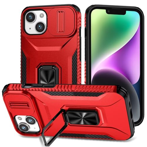 TQmchun Hülle für Google Pixel 7a,Case mit Handyhalterung Auto Magnet,360 Grad Drehbar Ringständer Kameraschutz Militärische Stoßfeste Schutzhülle, Rot von TQmchun