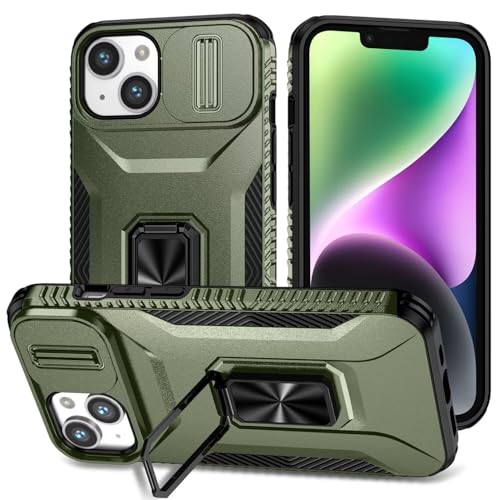 TQmchun Hülle für Google Pixel 8 Pro,Case mit Handyhalterung Auto Magnet,360 Grad Drehbar Ringständer Kameraschutz Militärische Stoßfeste Schutzhülle, schwarzgrün von TQmchun