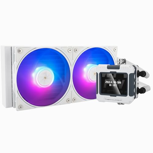 TR FW240 Weiß ARGB CPU Wasserkühler, Dual PWM Lüfter Wasserkühlungssystem, IPS LCD Display mit Auflösung 320 x 240, für AMD / AM4 / AM5 & Intel LGA1700 von TR