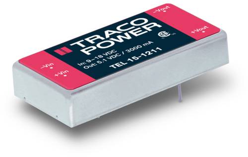 TracoPower TEL 15-1222 DC/DC-Wandler, Print 12 V/DC 12 V/DC, -12 V/DC 625mA 15W Anzahl Ausgänge: 2 von TRACOPOWER
