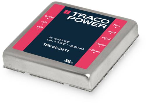 TracoPower TEN 60-2412 DC/DC-Wandler, Print 24 V/DC 12 V/DC 5A 60W Anzahl Ausgänge: 1 x Inhalt 1St. von TRACOPOWER