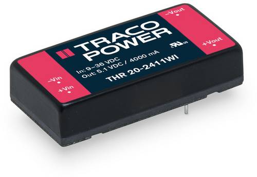 TracoPower THR 20-4813WI DC/DC-Wandler, Print 24 V/DC 5 V/DC 1.33A 20W Anzahl Ausgänge: 1 x Inhalt von TRACOPOWER