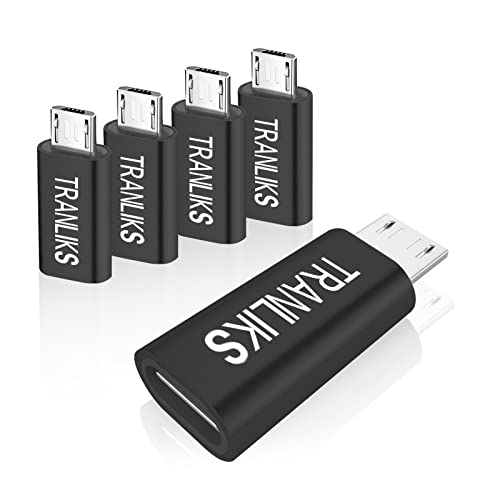 TRANLIKS Adapter Micro USB auf USB C, USB Typ C Female auf Micro USB Male Adapter Geeignet für Laden und Data Sync(5 Stück Schwarz) von TRANLIKS