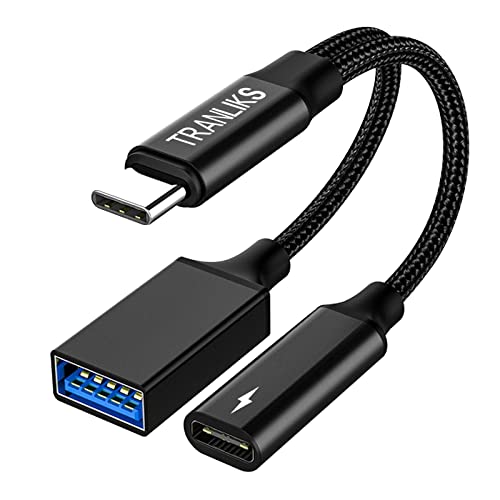 TRANLIKS USB C Splitter OTG, Adapter USB C doppelstecker mit PD 60W Fast Charging Support USB-C-Gerät mit Google tv.(Schwarz) von TRANLIKS