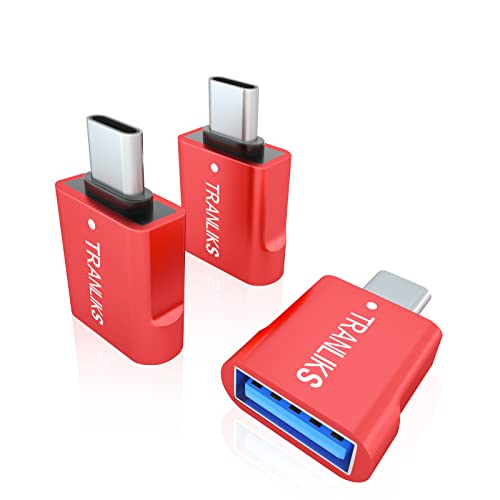 TRANLIKS USB auf USB C Adapter, OTG Adapter von USB 3.0 Buchse auf USB C Stecker for Fast Charging and High-Speed Data Transfer - 3 Stücke, Rot von TRANLIKS