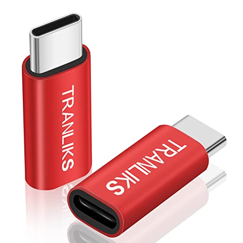 TRANLIKS für Lightning auf USB C Adapter, 2 Stück für Lightning (Female) auf Typ-C (Male) Adapter, Nur zum Laden (Nicht für Kopfhörer, unterstützt Keine Datenübertragung) - Rot von TRANLIKS