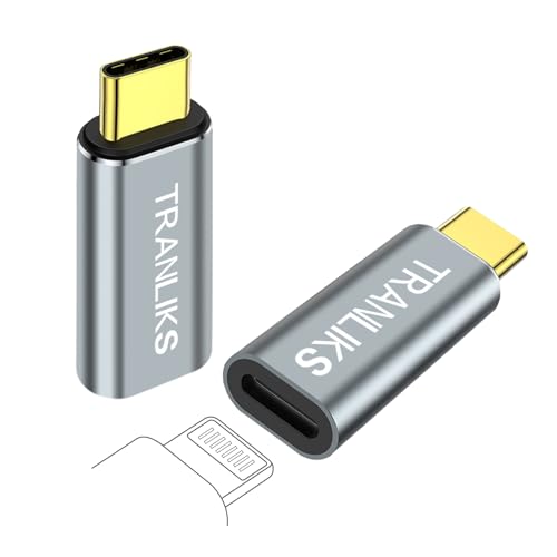TRANLIKS für Lightning auf USB C Adapter (2 Pack), Unterstützt PD 60W Schnelles Aufladen und Datenübertragung für 15/15 Pro/15 Plus/15 Pro Max - Gray(Keine Unterstützung für Kopfhörer) von TRANLIKS