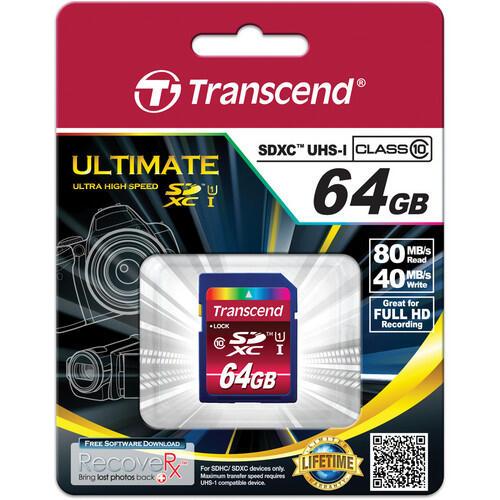 Transcend SDXC10U1 Speicherkarte 64 GB von TRANSCEND