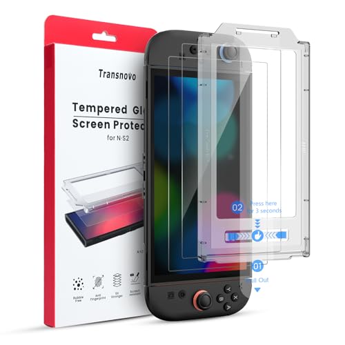 TRANSNOVO 2 Stück Schutzfolie Kompatibel mit Nintendo Switch 2 – HD Klare Gehärtete Glasfolie mit 9H Härte, Kratzfest & Langlebig, Inklusive Automatischem Positionierhilfe-Set TRANSNOVO 2 Stück Schutzfolie Kompatibel mit Nintendo Switch 2 – HD Klare Gehärtete Glasfolie mit 9H Härte, Kratzfest & Langlebig, Inklusive Automatischem Positionierhilfe-Set von TRANSNOVO