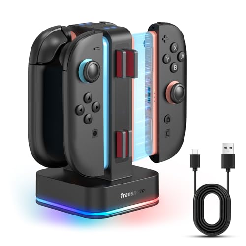 TRANSNOVO Controller-Ladestation für Nintendo Switch 2, 4-Fach Ladestation mit LED-Anzeige, 9 RGB-Beleuchtungsmodi, 8 Spielkarten-Speicherplätze & Gleichzeitiges Laden von 1–4 Joy-Cons TRANSNOVO Controller-Ladestation für Nintendo Switch 2, 4-Fach Ladestation mit LED-Anzeige, 9 RGB-Beleuchtungsmodi, 8 Spielkarten-Speicherplätze & Gleichzeitiges Laden von 1–4 Joy-Cons von TRANSNOVO