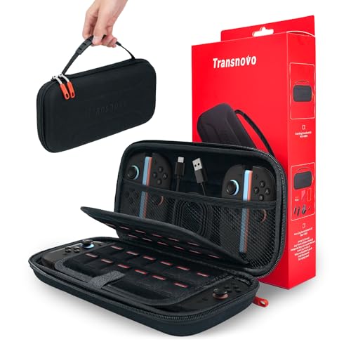 TRANSNOVO Tragetasche Kompatibel mit Nintendo Switch 2 (2025) mit 24 Spielslots, Kompakt und Reisefreundlich, Langlebiges Eva-Hartschalengehäuse, Großräumiger Stauraum für Konsole und Zubehör von TRANSNOVO