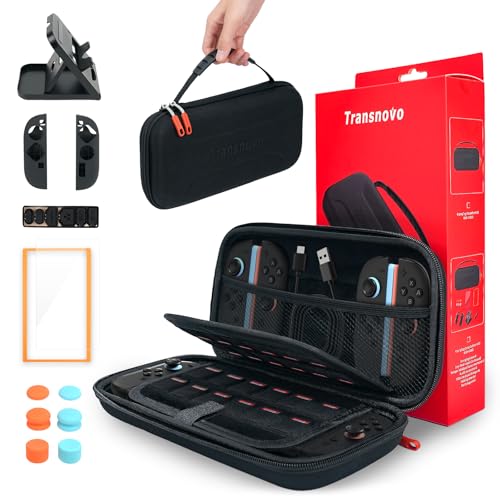 TRANSNOVO Tragetasche Kompatibel mit Nintendo Switch 2 Konsole (2025), 16-in-1 Reisezubehör-Set-Enthält Displayschutz, Faltständer, Daumengriffe, Silikonhülle und Staubstopfen TRANSNOVO Tragetasche Kompatibel mit Nintendo Switch 2 Konsole (2025), 16-in-1 Reisezubehör-Set-Enthält Displayschutz, Faltständer, Daumengriffe, Silikonhülle und Staubstopfen von TRANSNOVO