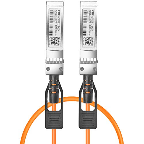 10G SFP+ DAC Twinax Kabel – 10 GB Gigabit Ethernet Kupfer Kabel kompatibel mit Ubiquiti, Cisco, Netgear, Mikrotik, Mellanox, Supermicro und mehr, 1 m, Orange von TRANSUTON