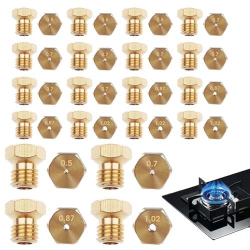 20PCS Vergaser Düsen TREABEAR, Messing Gasstrahldüsen Brennerdüsen, Universal Butangasdüse, Gasinjektordüse Flaschenumrüstsatz 4×0.5mm, 4×0.87mm, 4×1.02mm, 8×0.7mm für Gasherd, Gasdüsen für Gasgrill 20PCS Vergaser Düsen TREABEAR, Messing Gasstrahldüsen Brennerdüsen, Universal Butangasdüse, Gasinjektordüse Flaschenumrüstsatz 4×0.5mm, 4×0.87mm, 4×1.02mm, 8×0.7mm für Gasherd, Gasdüsen für Gasgrill von TREABEAR