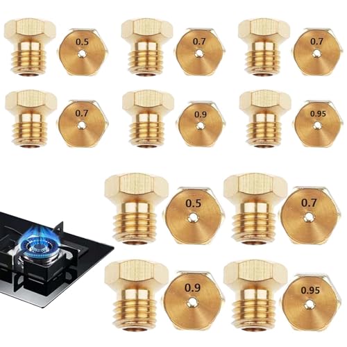 TREABEAR 10PCS Messing-Gasstrahldüsen Brennerdüse, Gasdüsen für Gasgrill, Gasdüsen 2×0.5mm, 4×0.7mm, 2×0.9mm, 2×0.95mm, Propan-Einspritzdüsen, Gasdüse für Gasherdbrenner Nozzle Replacement Parts TREABEAR 10PCS Messing-Gasstrahldüsen Brennerdüse, Gasdüsen für Gasgrill, Gasdüsen 2×0.5mm, 4×0.7mm, 2×0.9mm, 2×0.95mm, Propan-Einspritzdüsen, Gasdüse für Gasherdbrenner Nozzle Replacement Parts von TREABEAR