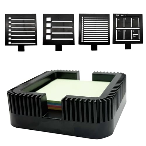 TREABEAR Sticky Note Holder With 4 Different Sticky Note Stencil, für 7,6x7,6cm Selbstklebenden Notizblock Haftnotizhalter, Haftnotiz-Schablone mit 4 Farbigen Haftnotizen, Haftnotizhalter mit Vorlage TREABEAR Sticky Note Holder With 4 Different Sticky Note Stencil, für 7,6x7,6cm Selbstklebenden Notizblock Haftnotizhalter, Haftnotiz-Schablone mit 4 Farbigen Haftnotizen, Haftnotizhalter mit Vorlage von TREABEAR