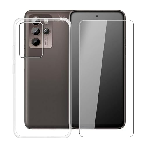 TREBAM Handyhülle für HTC U23 Pro (6.7 Zoll) + Gehärtetes Glas Schutzfolie, Stoßfest Silikon Schutzhülle Tasche Ultradünne weiches TPU Case Hülle für HTC U23 Pro - Transparent von TREBAM