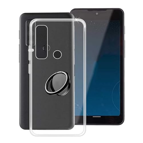 TREBAM Hülle für Cat S75 (6.6 Zoll) mit 360° Rotating Magnet Ring Ständer, Transparent (Vergilbungsfrei) Weich Silikon (Extrem Leicht und Dünn) Schutzhülle für Cat S75 von TREBAM
