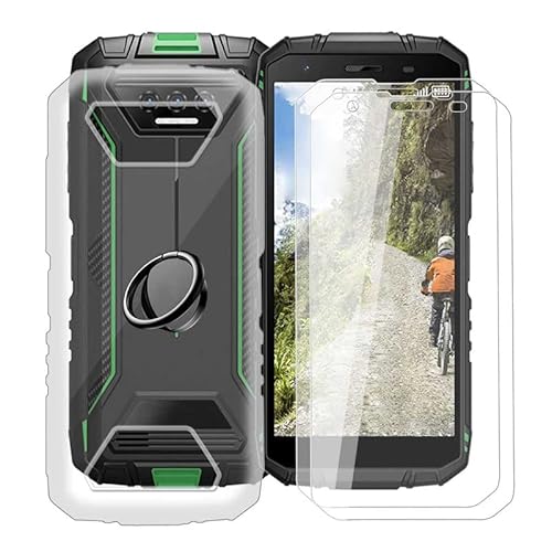TREBAM Hülle für Doogee S41 Pro (5.50 Zoll) mit 2 Stück + Gehärtetem Glasfolie + 360° Rotating Magnet Ring Ständer, Weiches Silikon TPU Anti-Kratzen Handyhülle Tasche für Doogee S41 Pro von TREBAM