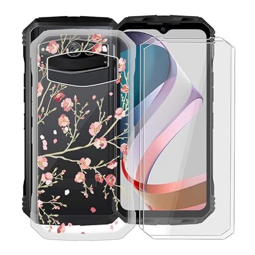 TREBAM Hülle für Doogee V30T (6.58 ") + 2 Stück Gehärtetem Glas Schutzfolie, Stoßfest Anti-Kratzer Schutzhülle Tasche Dünne Weiches Silikon Handyhülle für Doogee V30T - Kamelie von TREBAM