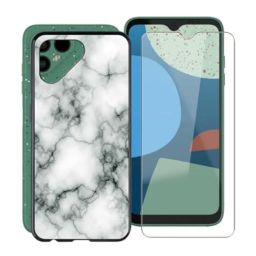 TREBAM Hülle für Fairphone 4 (6.3 Zoll) Mit 1 X Gehärtetem Glas Schutzfolie, Ultradünne Schwarz Kratzfest Weich Silikon TPU Bumper Schutzhülle Cover für Fairphone 4 - Marmor von TREBAM