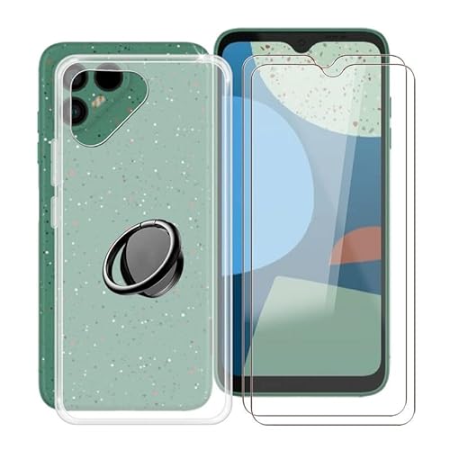 TREBAM Hülle für Fairphone 4 (6.3 Zoll) mit 2 Stück + Gehärtetem Glasfolie + 360° Rotating Magnet Ring Ständer, Weiches Silikon TPU Anti-Kratzen Handyhülle Tasche für Fairphone 4 von TREBAM