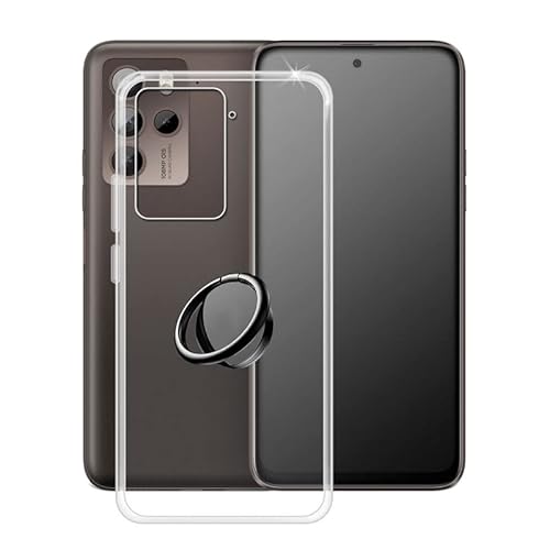TREBAM Hülle für HTC U23 Pro (6.7 Zoll) mit 360° Rotating Magnet Ring Ständer, Transparent (Vergilbungsfrei) Weich Silikon (Extrem Leicht und Dünn) Schutzhülle für HTC U23 Pro von TREBAM