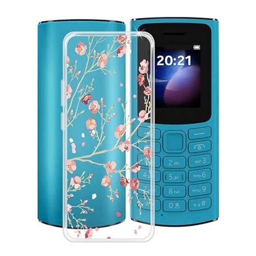 TREBAM Hülle für Nokia 105 4G 2023 (1.8 Zoll) Stoßfest Anti-Kratzer Transparent Handyhülle Case, Ultradünne Flexible Silikon TPU Bumper Schutzhülle Cover für Nokia 105 4G 2023 - Kamelie von TREBAM