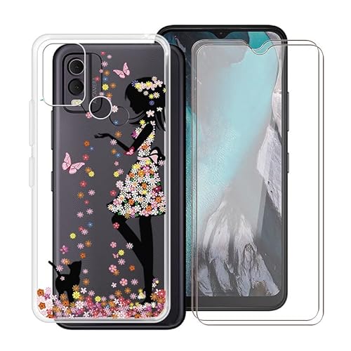 TREBAM Hülle für Nokia C22 (6.5 ") + 2 Stück Gehärtetem Glas Schutzfolie, Stoßfest Anti-Kratzer Schutzhülle Tasche Dünne Weiches Silikon Handyhülle für Nokia C22 - Mädchen von TREBAM