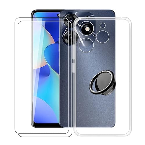 TREBAM Hülle für Tecno Spark 10 Pro (6.8 Zoll) mit 2 Stück + Gehärtetem Glasfolie + 360° Rotating Magnet Ring Ständer, Weiches Silikon TPU Anti-Kratzen Handyhülle Tasche für Tecno Spark 10 Pro von TREBAM